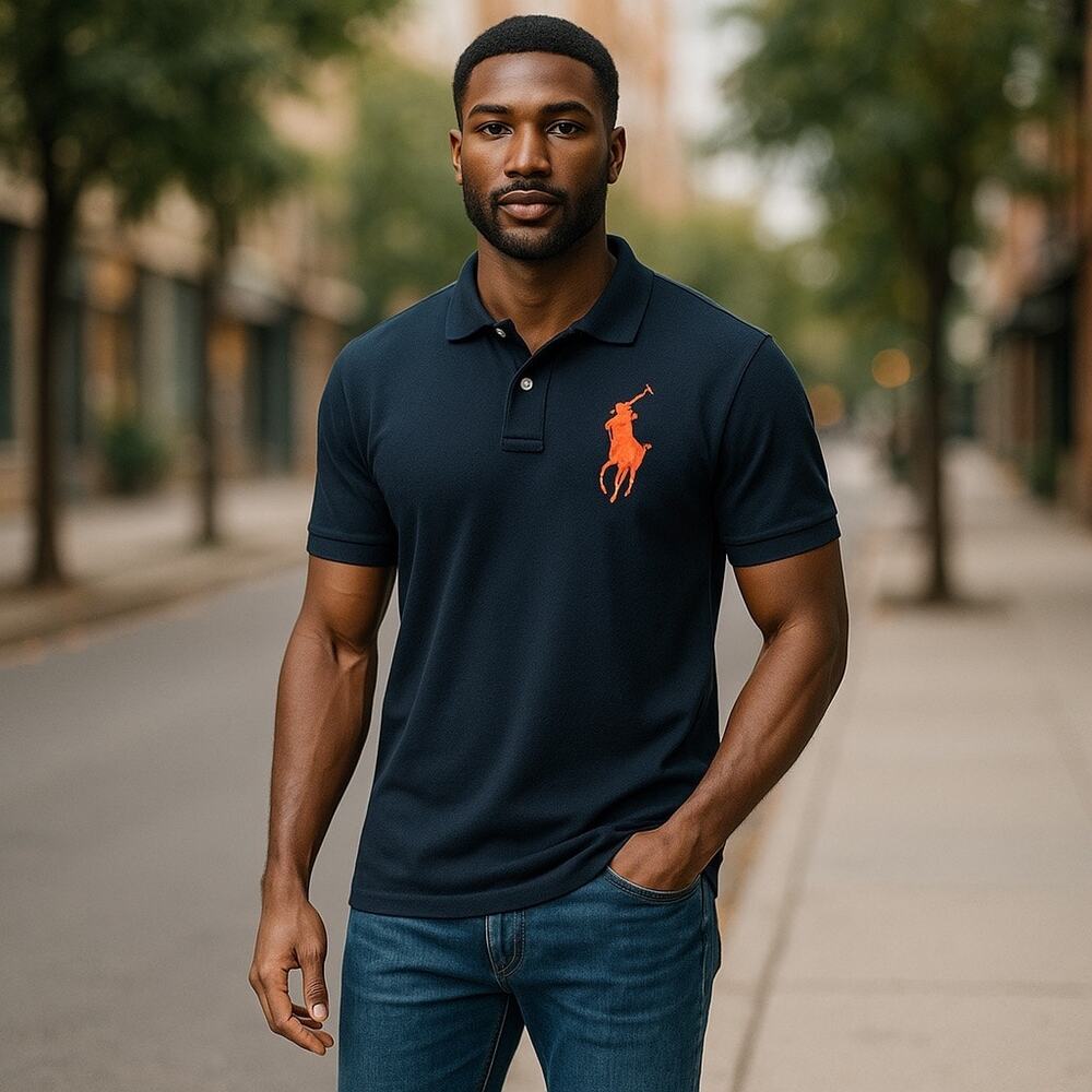POLO Ralph Lauren Polo Shirt Black Big Logo 2XL